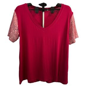 Topstype White  T-Shirt Gold Sequin Sleeves